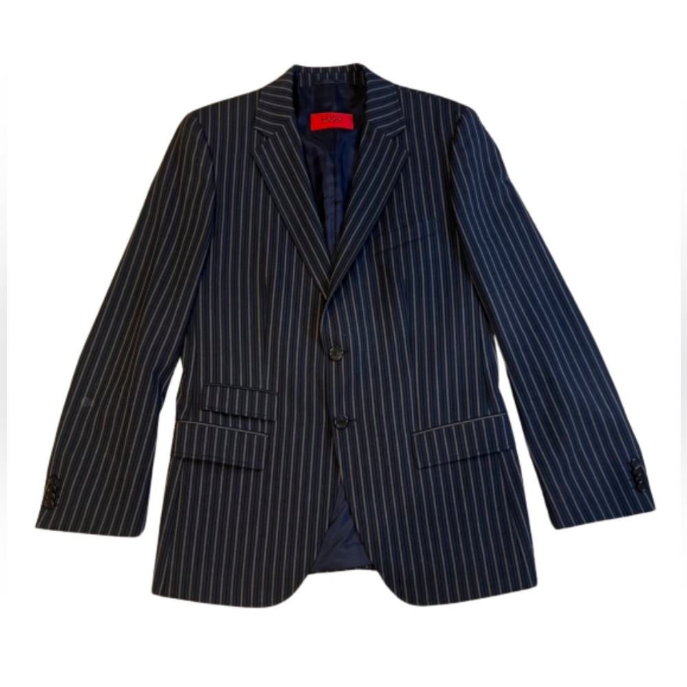 Hugo Boss Striped Blue Suit Jacket Size 38R